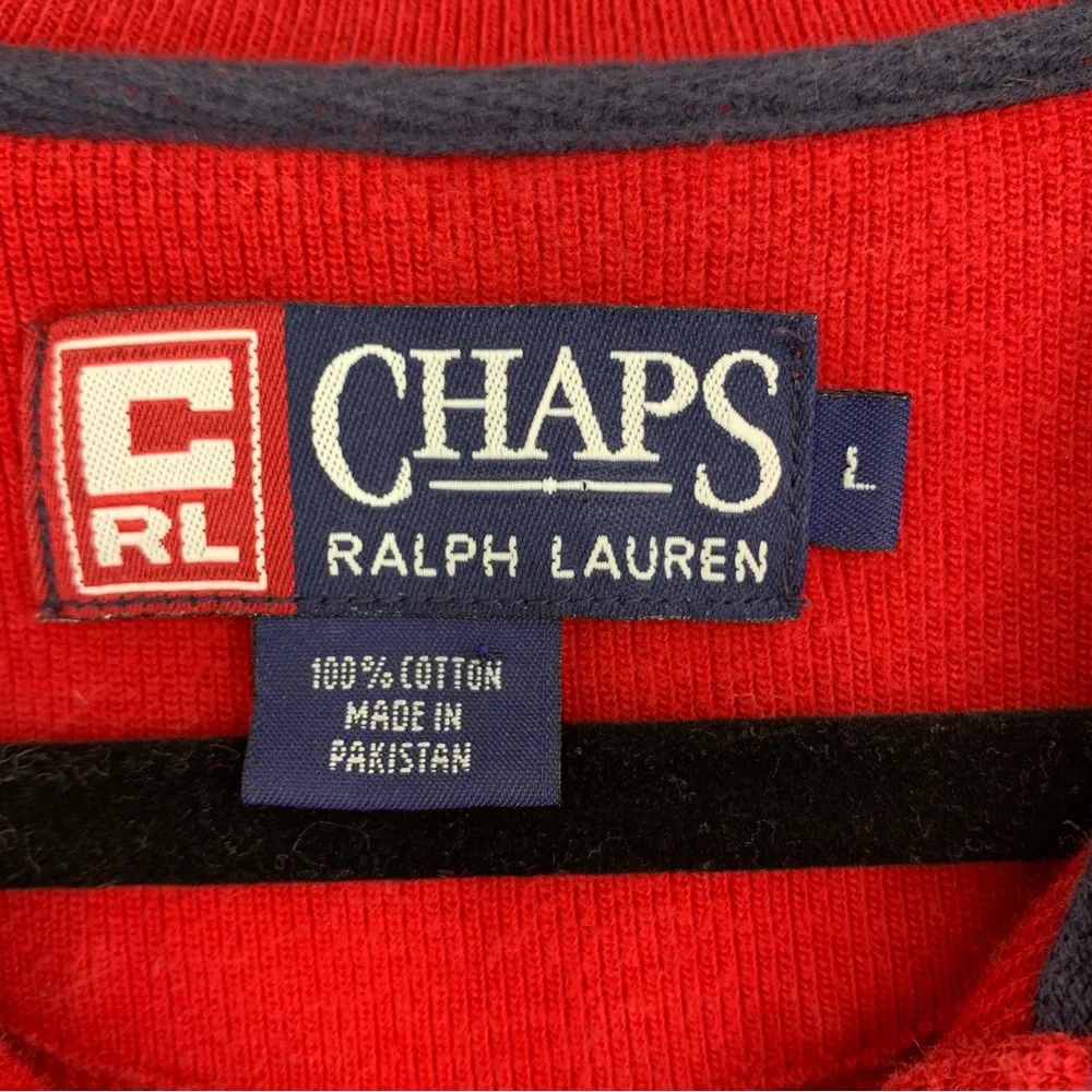 Ralph Lauren Chaps mens‎ large sweater pullover red ribbed cotton vintage
